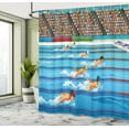 thumbnail image 5 of Ambesonne Cartoon Shower Curtain, Olympics Swimming Race, 69"Wx70"L, Blue Beige Red, 5 of 5