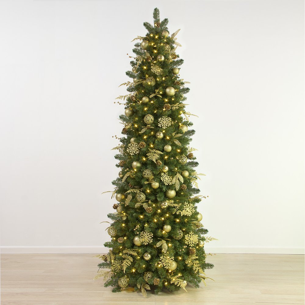 7.5 Ft Golden Metallic PreDecorated and PreLit Easy Setup Christmas Tree