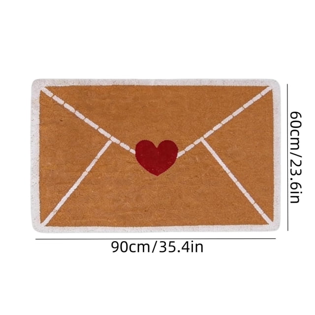 Uklsqma Tapis d'Entrée Extérieur en Forme de Cœur / Tapis Rouge à Endos Non Caoutchouc / Tapis de Sol en Fibre de Lin Durable / Endos Antidérapant / Déco Intérieure Extérieure pour Porte d'Entrée / Cadeau de la Saint-Valentin, Mariage, Fête