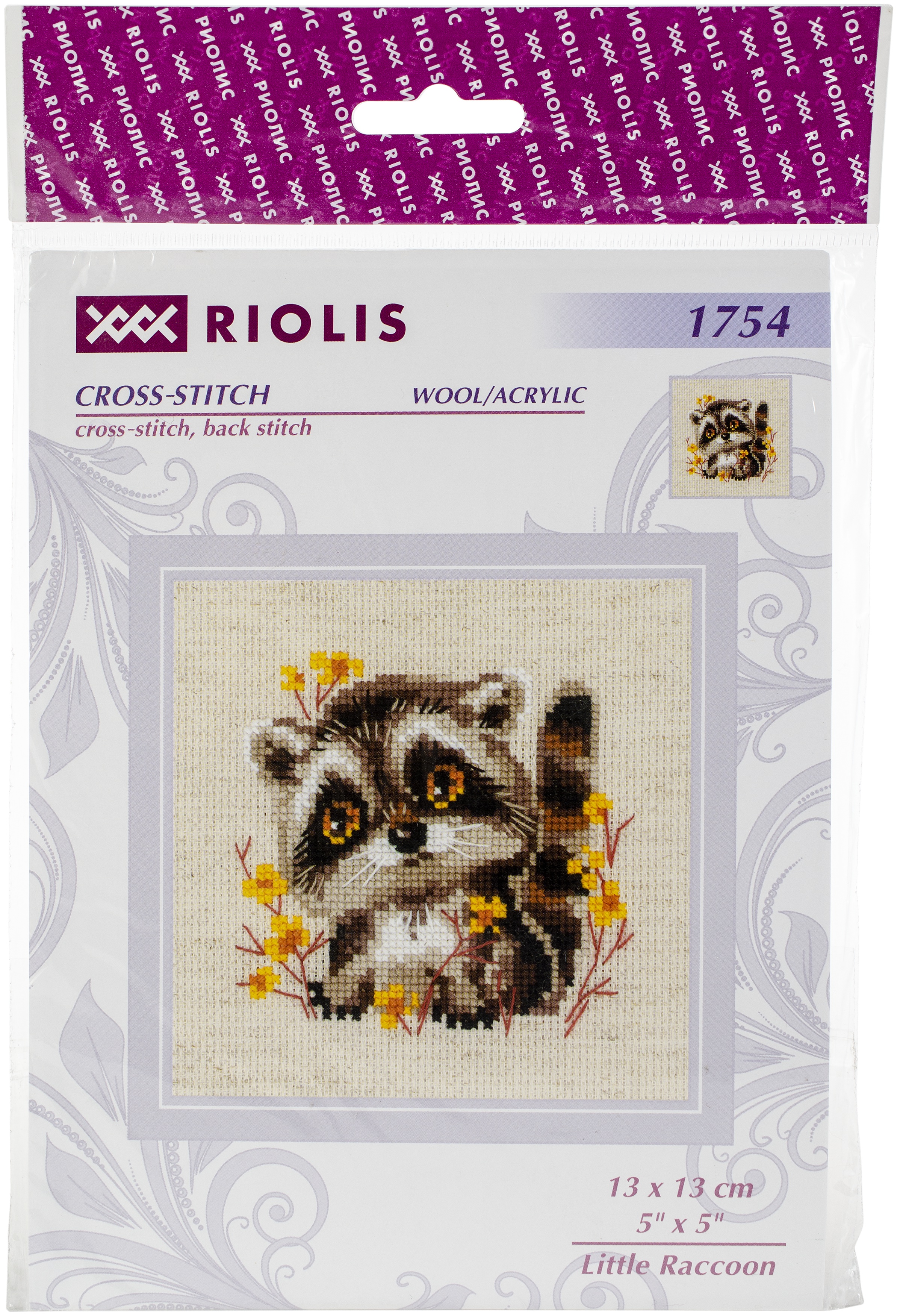 Riolis Counted Cross Stitch Kit 5"X5"Little Raccoon (14 Count