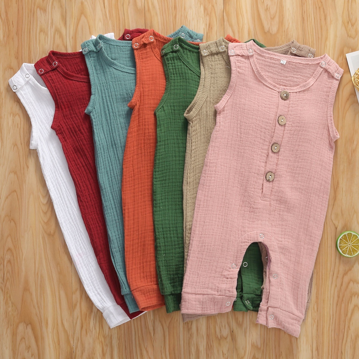 Toddler Baby Girl Romper Solid Color Sleeveless Button Down Button Closure Vertical Striped Jumpsuit Romper Walmart Canada