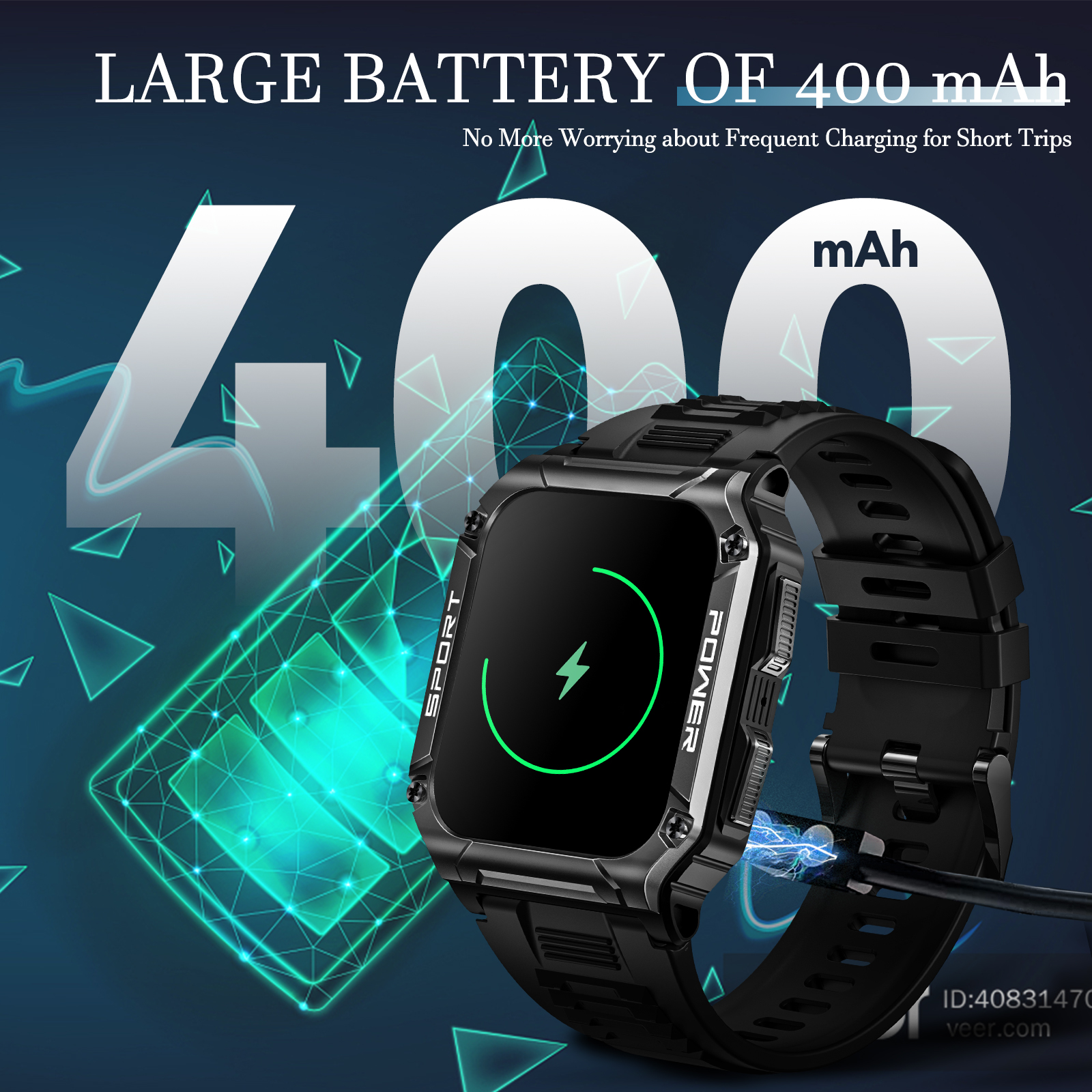 XAXRE Smartwatch for Men with Compass, 1.95'' Big Screen Rugged Sports Smartwatch, 400mAh Long Battery Outdoor Waterproof Smart Watches for Android iOS