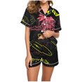 thumbnail image 2 of Qiopertar Liquidation à Moins de 5$ Blouse Décontractée Imprimée Col Rabattu Manches Courtes Mode Short Ensemble Pyjama Grandes Économies de Vacances!, 2 of 4
