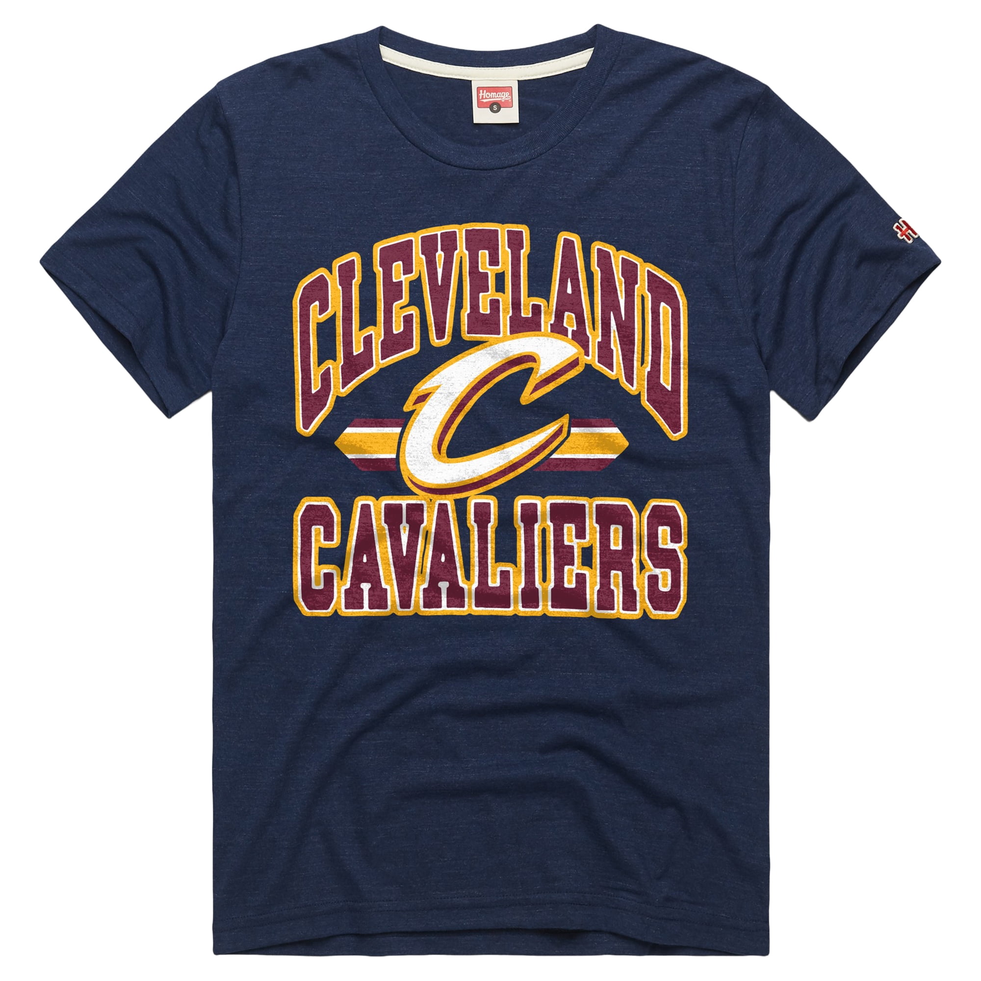 Unisex Homage Navy Cleveland Cavaliers Stripes Tri-Blend T-Shirt