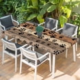 thumbnail image 2 of Brown Beige Table Cloths for 4 Foot Rectangle Tables, Rustic Farmhouse Dog Paw Vintage Patio Waterproof Elastic Fitted Tablecloths, Washable Rectangular Table Cover for Camping, 2 of 8