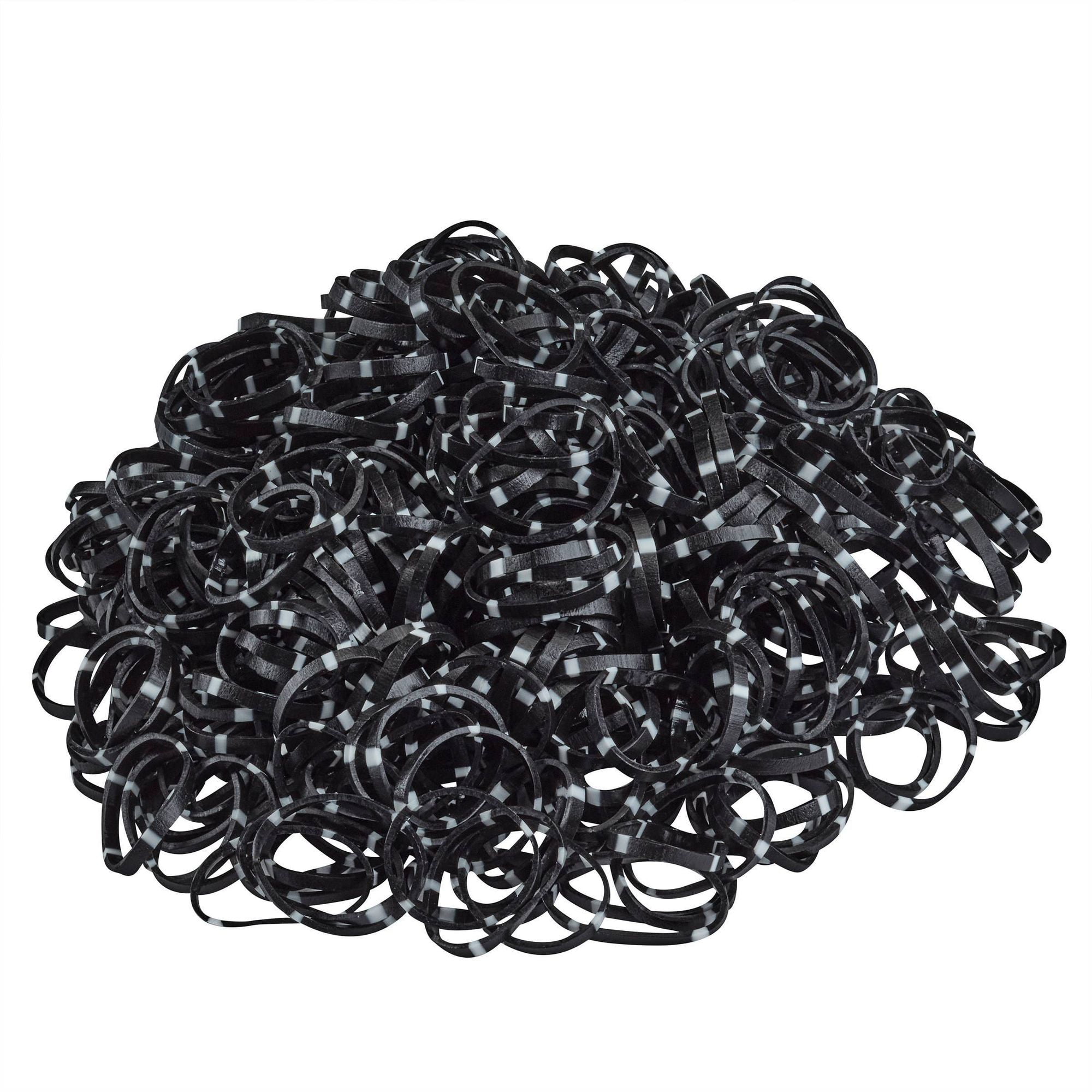 (4 pack) Scunci Elastic Hair Polybands In Acetate Box, Black/White, 500-Pieces