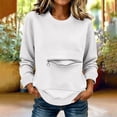 thumbnail image 2 of SETOOFF Womens Long Sleeve Sweatshirts Crew Neck Zip Front Pocket Loose Casual Shirts Pullover Tops Women Spring Fall Lounge Travel Daily Outfit, 2 of 5