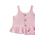 thumbnail image 5 of FAHXNVB Girls 2 Piece Waffle Knit Outfits Sleeveless Ruffle Crop Top and Tie Waist Shorts Set Cute Summe Soft Breathable Textured Set 0-4 Years, 5 of 5