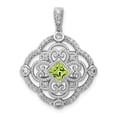 thumbnail image 4 of 14K White Gold Plated Diamond & Peridot Fancy Pendant, 4 of 5