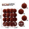 thumbnail image 3 of 24Pc Flocked Christmas Balls, Velvet Shatterproof Xmas Ornaments, Glitter Christmas Tree Hanging Baubles Holiday Decor Brown, 3 of 6