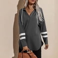 thumbnail image 6 of Women's Drawstring Hoodie Plus Size Long Sleeve Sweatshirts for Women Side Slite Oversized Tunic Tops, 6 of 7