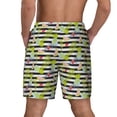 thumbnail image 4 of Goofa Striped With Palm Tree Branches Printed Men's Swim Trunks Board Shorts Quick Dry Mens Swimming Trunks with Compression Liner,Breathable Fit Hawaii Beach Shorts-Large, 4 of 9