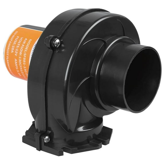 In Line Bilge Air Blower 130CFM Boat Black Ventilation Marine 12V 2.5AMP