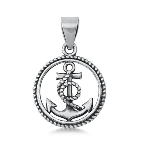 Sterling Silver Traditional Anchor Pendant Nautical Hoop Rope Knot Halo Charm Jewelry Female Unisex