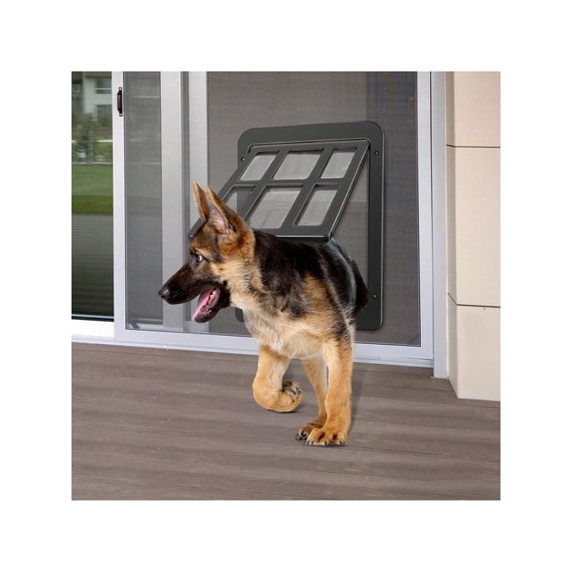 Dog Screen Door, Inside Door Flap 12x14x0.4 Inch, Lockable Pet Magnetic Self-Closing Sturdy Screen Door with Locking Function for Dogs Cats for Existi