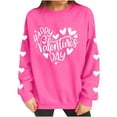 thumbnail image 5 of Women's Valentine's Crewneck Sweatshirt with Heart Print Long Sleeve Pullover for Romantic Celebrations Hot Pink-4 M, 5 of 8