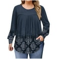 thumbnail image 2 of EchfiProm Womens Tops Y2k Blouse Long Sleeve Plus Size Navy Crew Neck Shirts for Ladies Oversized, 2 of 6