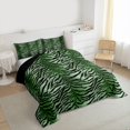 thumbnail image 3 of Homewish Boys Girls Zebra Print Full Size Comforter Sets 3-Piece,Abstract Geometric Stripes Bedding Comforter Set,Black Green Lightweight Bedding Sets,Ultra Soft Home Decor,Reversible, 3 of 8
