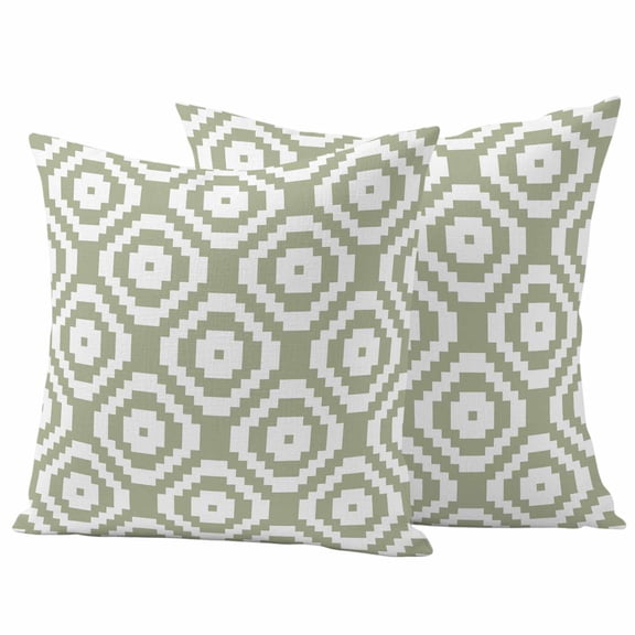 Outdoor Waterproof Throw Pillow Covers Set of 2 Modern Geometric Decorative Pillowcases Square Outdoor Pillows Cushion Case 16x16 Inch Sage Green Square Art Patio Pillows for Couch Sofa Bed Garden