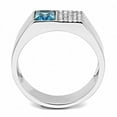 thumbnail image 3 of High polished (no plating) Stainless Steel Ring with Synthetic in Sea Blue for Women Style DA287, 3 of 5