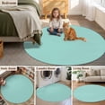 thumbnail image 5 of Pure Light Cyan Large Round Rug 8 FT, Non Slip Living Room Area Carpet, Simple Solid Color Washable Soft Circle Rug Non-Shedding Floor Carpet for Bedroom Office Dining Room, 5 of 9