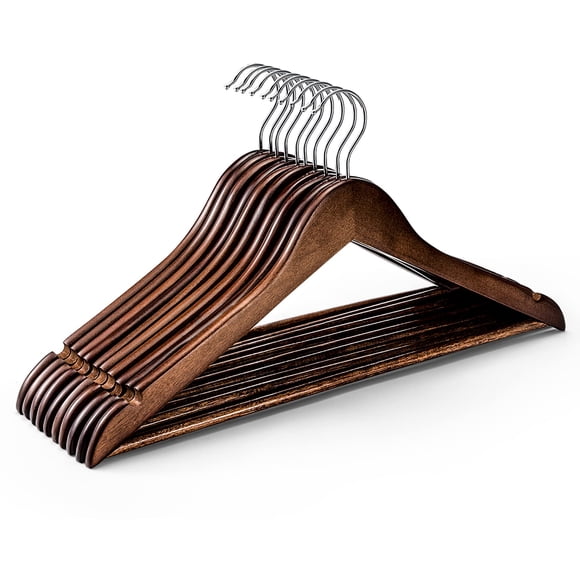 Perchas de madera House Day, paquete de 10 perchas de nogal