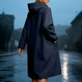 thumbnail image 4 of Womens Long Raincoats Rain Jacket Waterproof Packable Hooded Windbreaker Navy M, 4 of 7