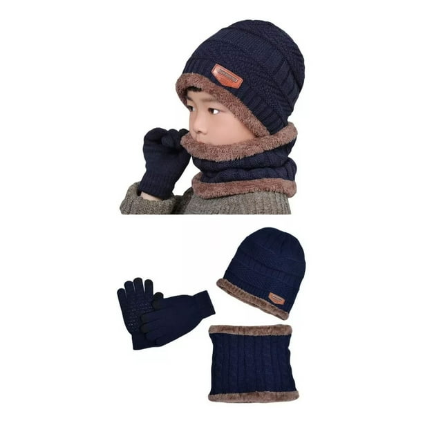 3en1 Gorro Bufanda Guantes Cuello Unisex Invierno Frío Niños