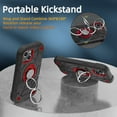 thumbnail image 5 of Rugged Case for iPhone 14 Ring Holder Kickstand Cover with Screen Protective Film, Heavy Duty Triple-Layers Military Grade Hybrid Shockproof Drop Resistant Case, Black+Red, 5 of 6
