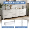 thumbnail image 5 of edx 9 Drawer Dresser for Bedroom, 63" Fabric Chest, TV Stand for 65, 70, 75 inch TV, Wide Storage Organizer for Closet, Hallway & Living Room, White, 5 of 8