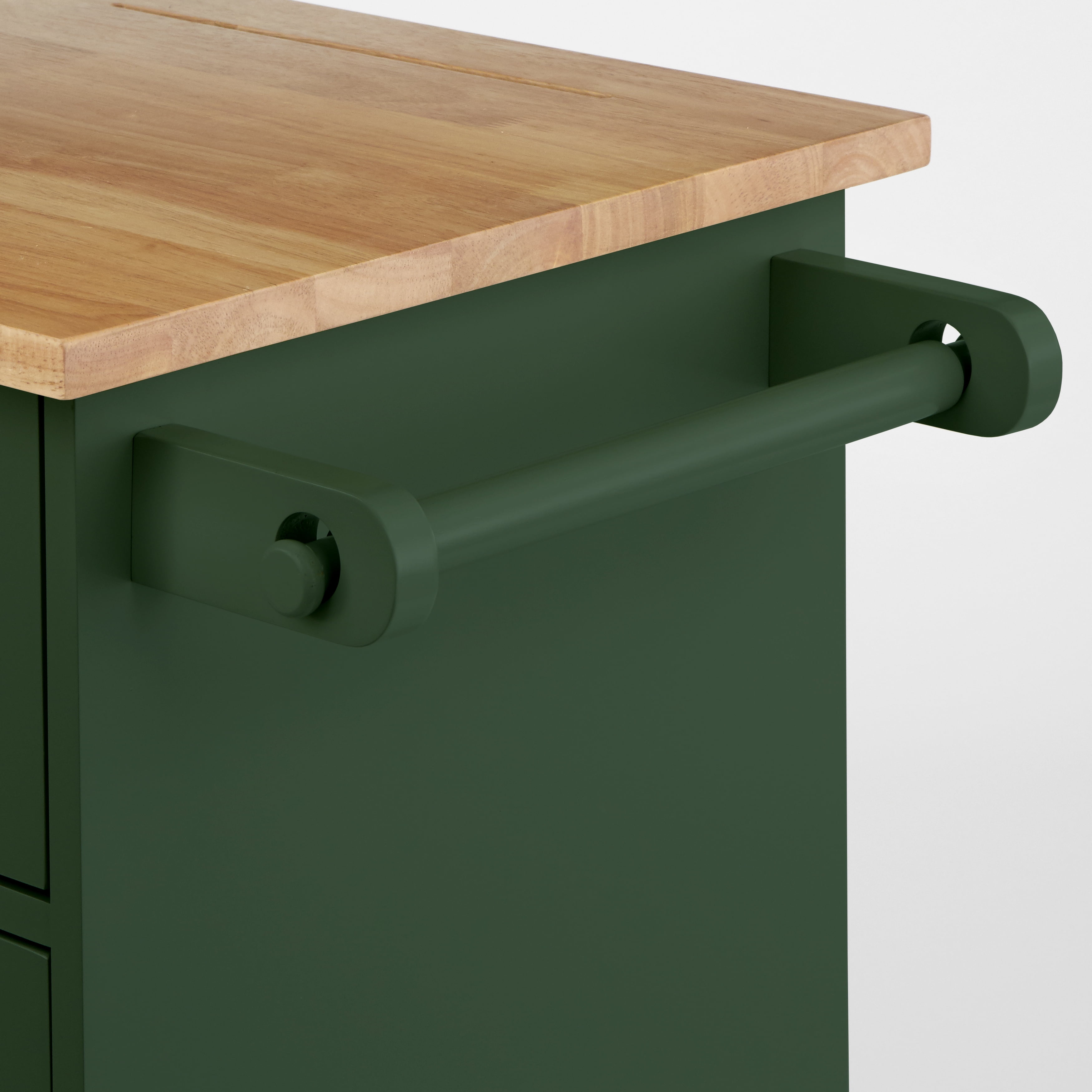 TMS Lima 3-Tier Rolling Kitchen Storage Cart with Spice Rack, Towel Bar, and Pull-Out Trash Bin Door, Dark Hunter Green