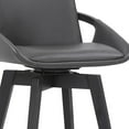 thumbnail image 5 of 30" Luxurious Grey Faux Leather and Black Wood Swivel Bar Stool, 5 of 10