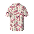 thumbnail image 5 of Uemuo Bow With Sugar Skull Pattern Cotton Linen Short Sleeve Shirts,Casual Lightweight Button Down Shirts,Vacation Beach Summer Tops-Medium, 5 of 7