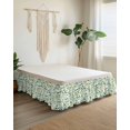 thumbnail image 2 of Green Eucalyptus Leaf Bed Skirt California King Size 16" Drop Watercolor Plant Farmhouse Ruffled Wrap Around Bed Skirts Adjustable Elastic Bedskirt Dust Ruffle for California King Size Bed, 2 of 7