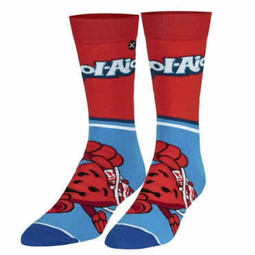ODD SOX, Kool Aid Half Stripe, Fun Graphic Print Crew Socks for Men, Large