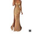 thumbnail image 2 of keepw Evening Dress Party Outfit Festive Clothing Long Ball Off Slit Fine Workmanship Washable Exquisite Beautiful Attractive Gold M, 2 of 6