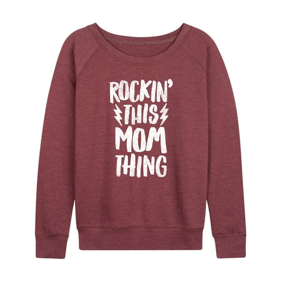 Instant Message - Rockin This Mom Thing - Women's Lightweight French Terry Long Sleeve Shirt