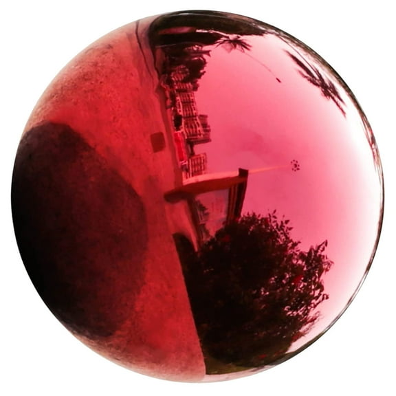 Pawsdot Reflective Red Gazing Ball Stainless Steel Globe for Garden Yard and Outdoor Display