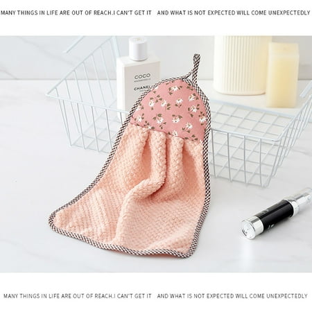 

TKing Fashion Nonstick Oil Coral Velvet Hanging Hand Towels Kitchen Dishclout - Khaki
