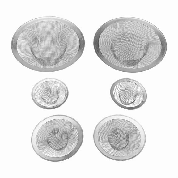 6pcs Kitchen Bathroom Sink Mesh Strainer Stainless Steel, Large Medium and Small (Pack of 6)