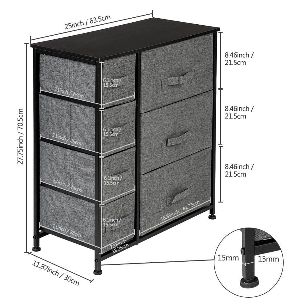 Lowestbest Drawer Dresser, Dresser Drawer Organizer 7 Drawers, End Table Storage Cabinet, Easy Pull Fabric Bins, Wooden Side Table for Bedroom, Hallway, Entryway Furniture, Gray Lowestbest Drawer Dresser, Dresser Drawer Organizer 7 Drawers, End Table Storage Cabinet, Easy Pull Fabric Bins, Wooden Side Table for Bedroom, Hallway, Entryway Furniture, Gray
