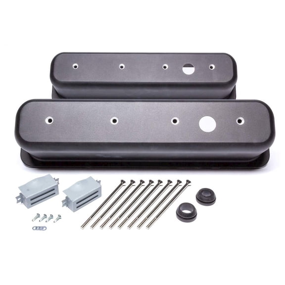 Racing Power Co-Packaged Black Aluminum SBC Valve Covers Center Bolt