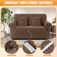 thumbnail image 3 of KINCAM 2-Seater Loveseat Slipcover, Stretch Couch Cover with 2 Pillow Cover, Machine Washable Furniture Protector, Light Coffee, 3 of 7