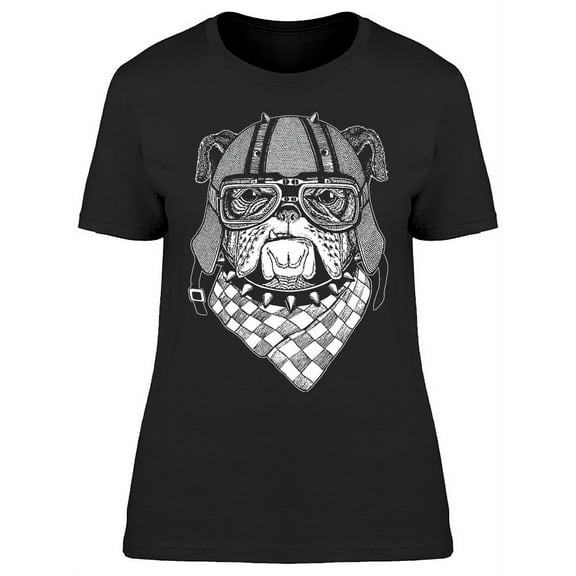 Bulldog Motorcycle Helmet T-Shirt Women -Image by Shutterstock, Female Small