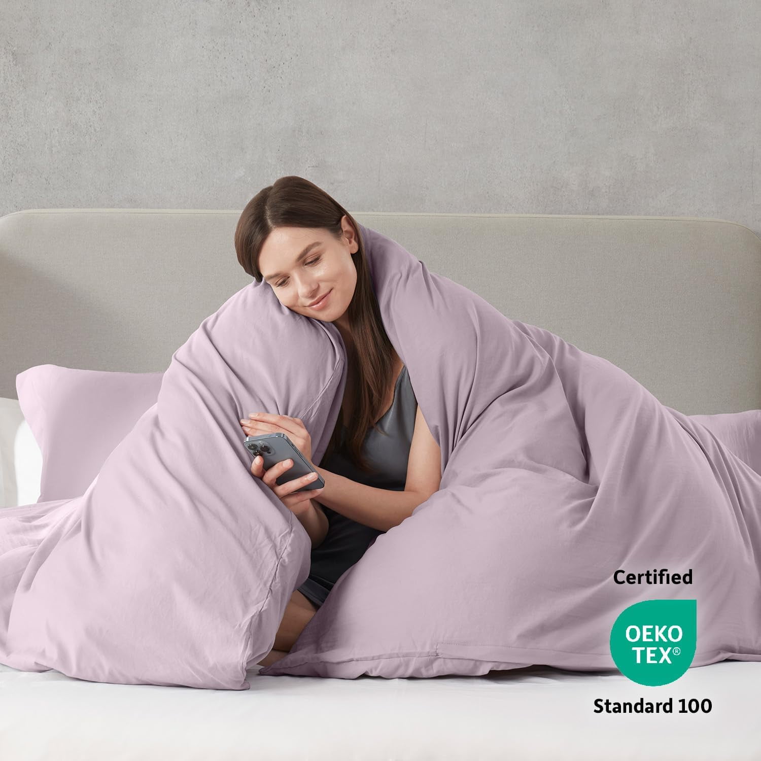 LammaLoe Duvet Cover California King Size, Soft Prewashed 3-Piece Duvet Cover Bedding Set with Pillow Shams, Dusty Purple