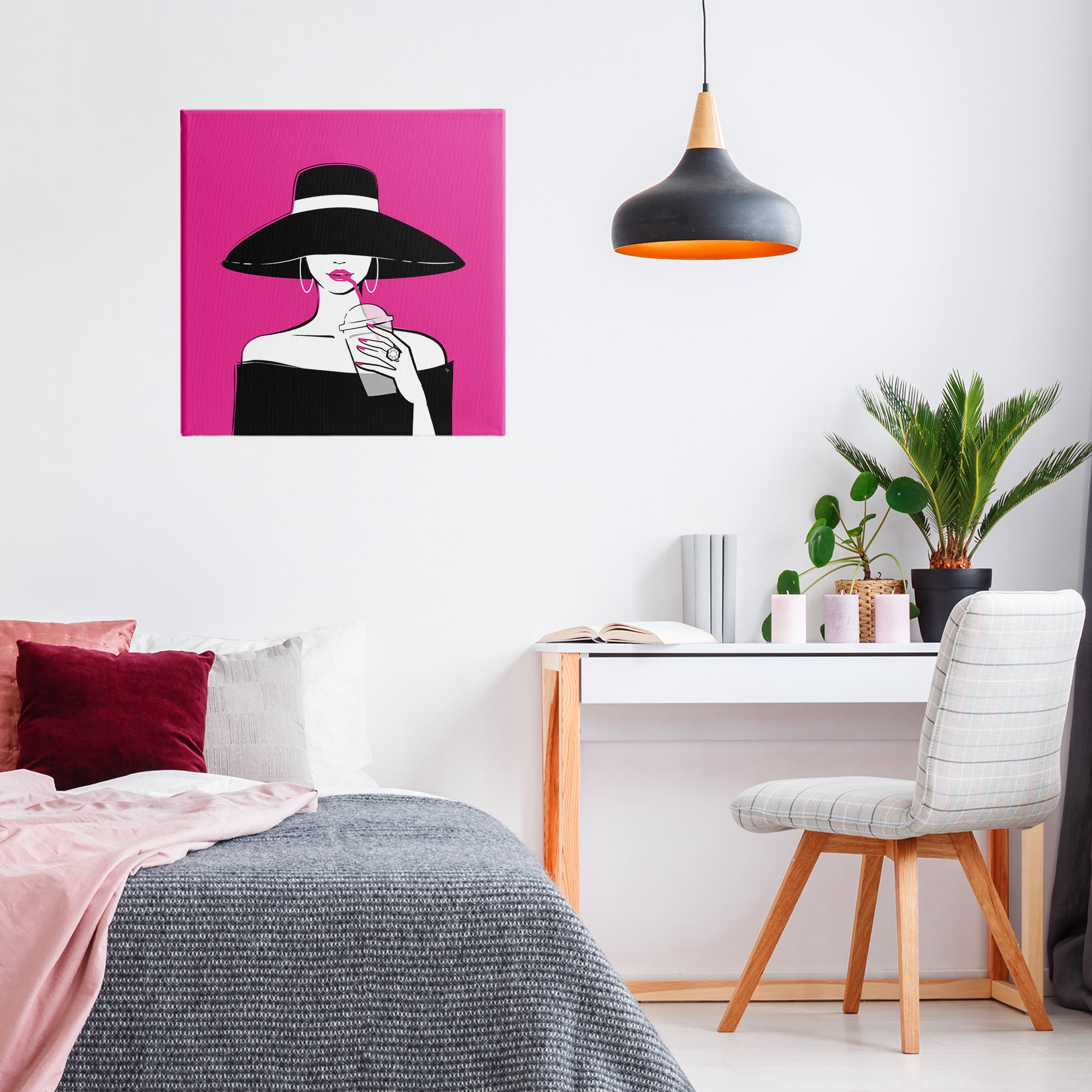 Stupell Industries Black Hat Glamourous Woman Canvas Wall Art, design by Martina Pavlova
