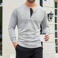 thumbnail image 2 of LMOIPLI Men's Long Sleeve Henley Shirts Athletic Casual Button V Neck Pullovers Fashionable Outdoor Workout Tee Tops Gray L, 2 of 9