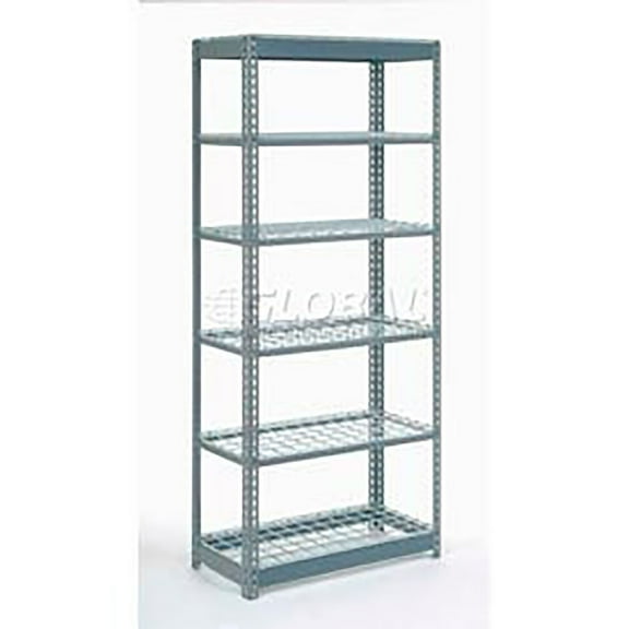 Global Industrial B2297402 Heavy Duty Shelving with 6 Shelves & Wire Deck - Gray - 36 x 24 x 84 in.