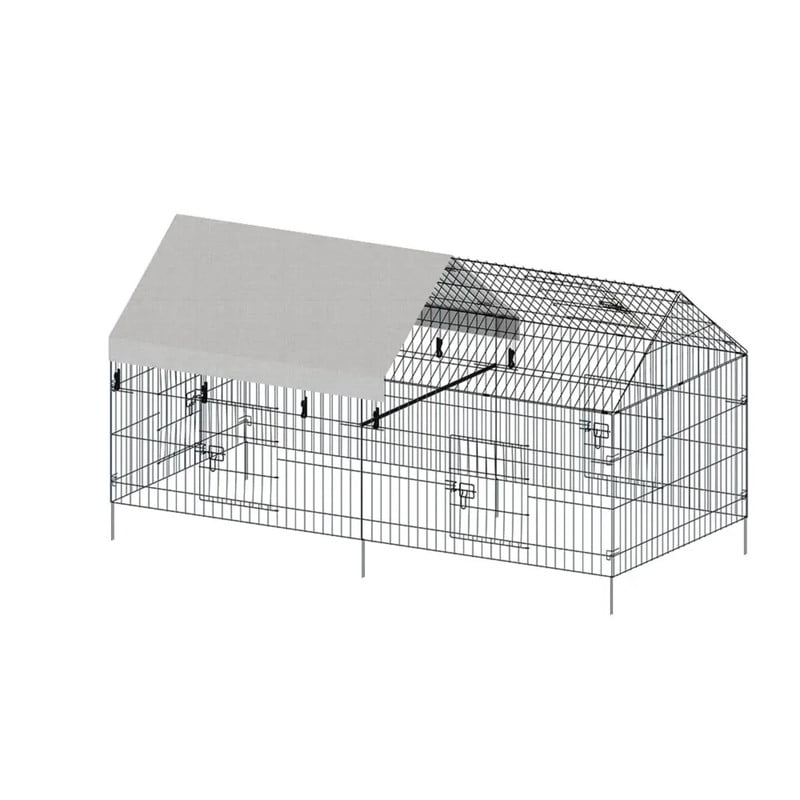 Chicken Coop, Chicken Run Pen for Yard with Cover Outdoor Metal Portable Chicken Tractor Cage Enclosure Crate Outside for Small Animals Duck Rabbit Hen 86"×40"