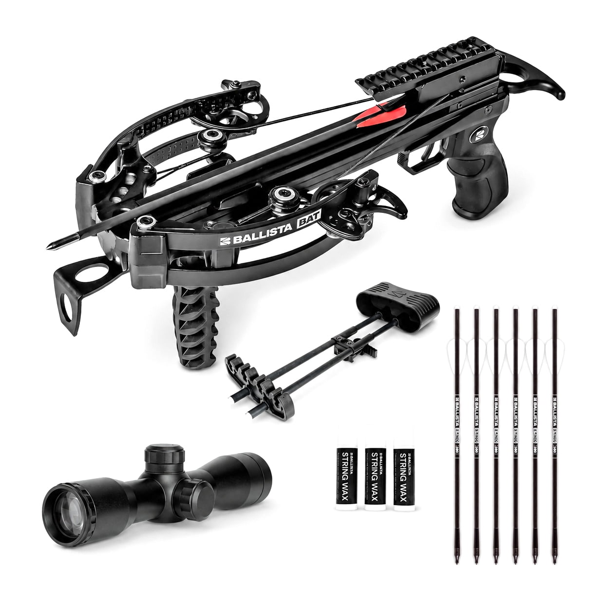 Ballista BAT Compound Crossbow Bundle with Bolts Quiver Scope and Maintenance Accessory (5 Items)